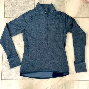 Core 10 by Reebok, women’s medium, blue gray half zip sweatshirt w/ thumb holes